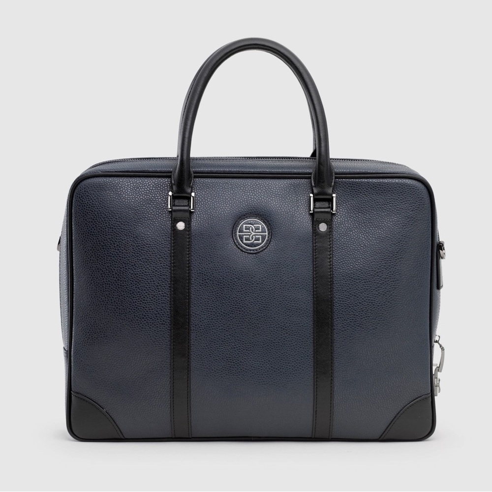 Sleek Blue Leather Women's Briefcase